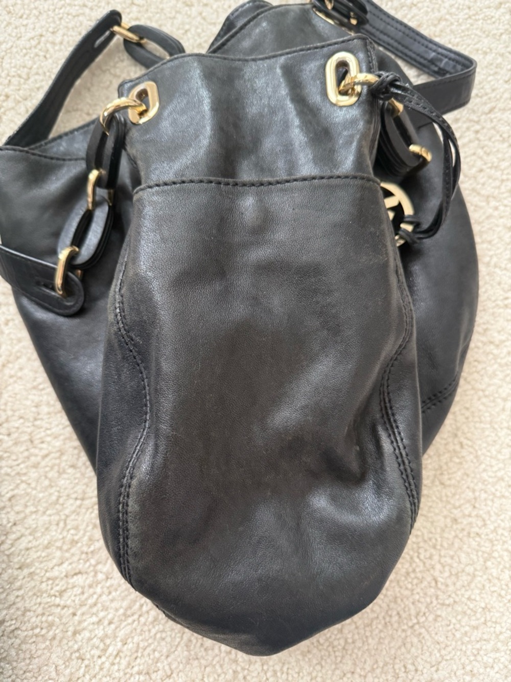 Michael Kors Black Leather Hobo with Gold Hardware - Picture 3 of 16